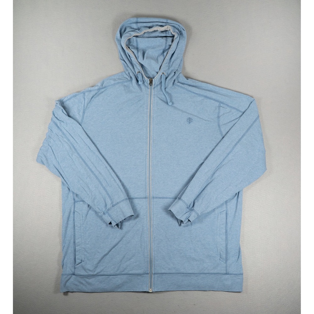 Coolibar Womens LumaLeo Zip-Up Hoodie UPF 50+ Blue XL 10445 Cotton Bamboo